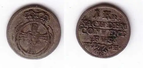 1 Kreuzer Silber Münze Deutscher Orden Mergentheim 1776 (103786)