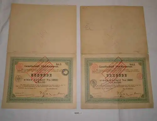 2x 300 Mark Anteil Gesellschaft Süd-Kamerun Hamburg 18. Februar 1910 (128459)
