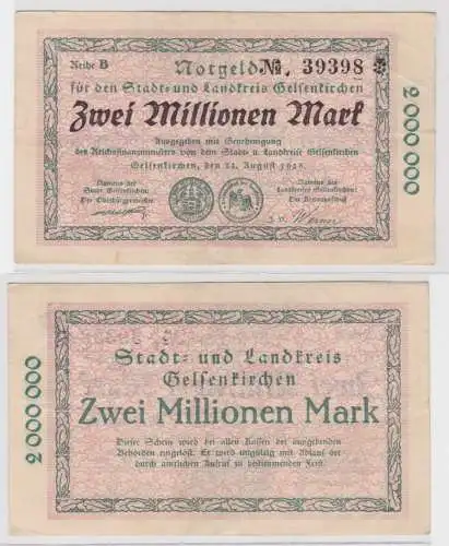2 Millionen Mark Banknote Stadt- & Landkreis Gelsenkirchen 22.8.1923 (137988)