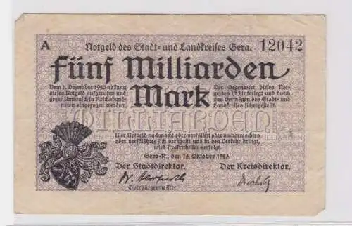5 Millionen Mark Banknote Stadt- & Landkreis Gera 15.10.1923 (137484)