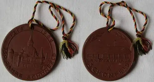 DDR Medaille Meissner Porzellan 750 Jahre Schönfeld 1216-1966 (144989)