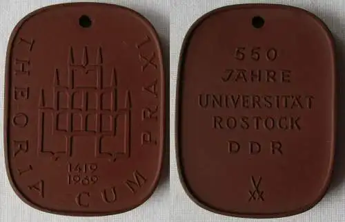 DDR Medaille Meissner Porzellan 550 Jahre Universität Rostock 1419-1969 (144983)