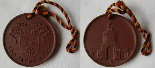 DDR Medaille Meissner Porzellan 100 Jahre Stadt Meuselwitz 1874-1974 (145033)