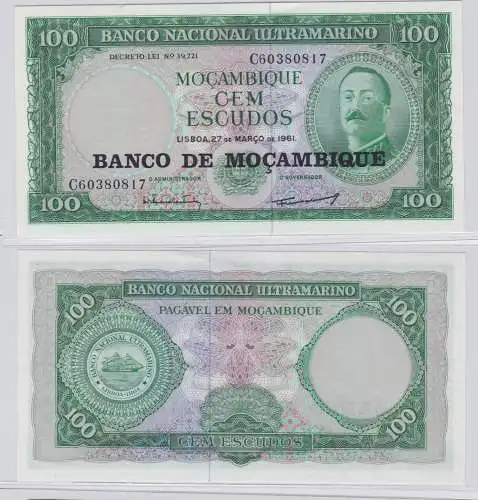 100 Escudos Banknote Mosambik Moçambique 1961 bankfrisch UNC Pick 117 (138088)