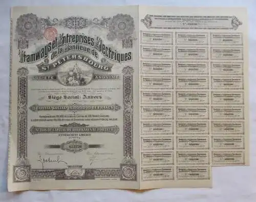 100 Francs Aktie Tramways et Entreprises Electriques St. Petersburg (128935)