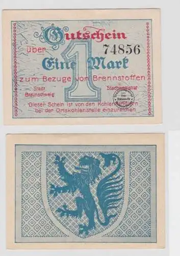 1 Mark Banknote zum Bezug von Brennstoffen Stadt Braunschweig (141053)