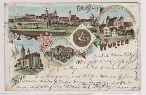 40363 Lithographie Ak Gruss aus Wurzen - Dom, Gymnasium, Amtsgericht 1914