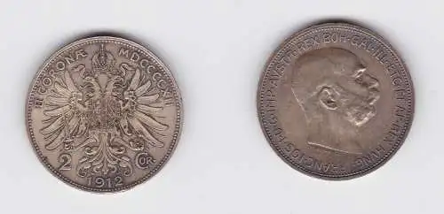 2 Kronen Silber Münze Österreich 1912 vz (132713)