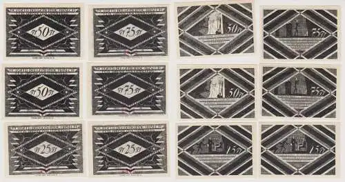 kompletter Satz 25 - 75 Pfennig Banknoten Notgeld Gemeinde Hasloh 1921 (154088)