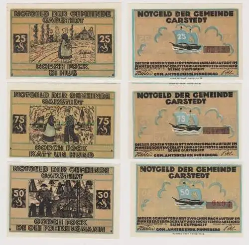 25,50 & 75 Pfennig Banknoten Notgeld Gemeinde Carstedt 1921 (150543)