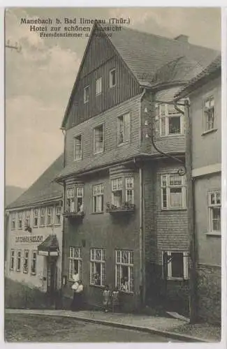 38200 Ak Manebach bei Bad Ilmenau Hotel zur schönen Aussicht um 1930