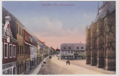 92748 AK Rochlitz in Sachsen - Kunigundenplatz mit Kirche und Geschäften