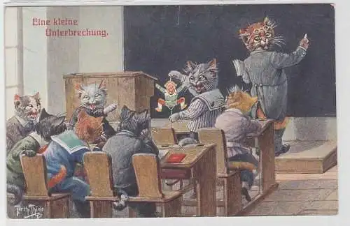 88609 Arthur Thiele Künstler Ak Katze "Eine kleine Unterbrechung" um 1910