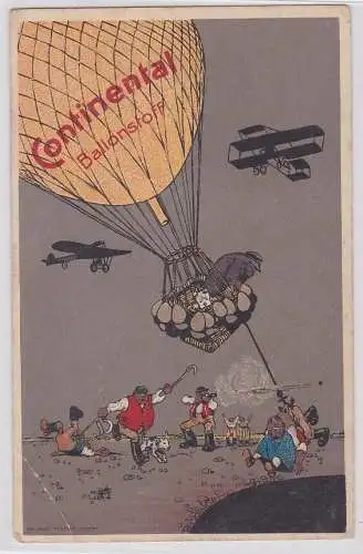 91573 Reklame AK Continental Ballonstoff - Heißluftballon mit Anker wird gejagt