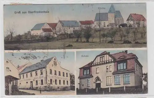 89604 Mehrbild Ak Gruß aus Oberfrankenhain Kirche, Gasthof, Schule 1914