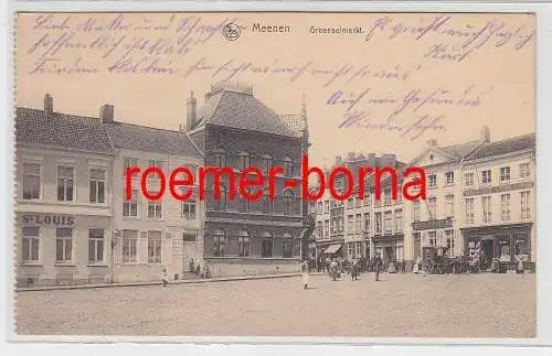 77126 Ak Meenen Menen Groenselmarkt mit Geschäftshäusern 1916