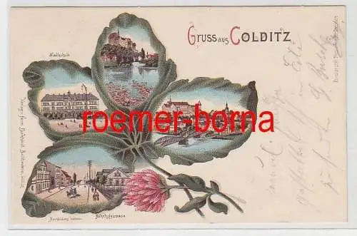76200 Kleeblatt Ak Gruss aus Colditz Bahnhofstr., Stadtschule usw. 1903