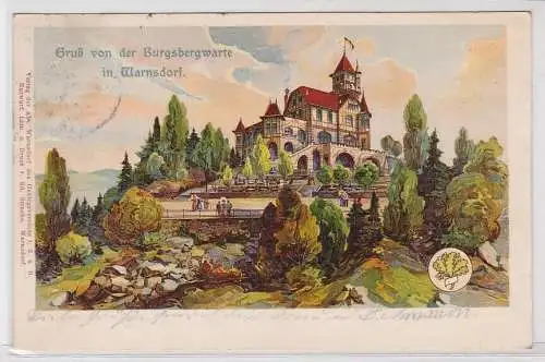 94406 Ak Gruss von der Burgsbergwarte in Warnsdorf 1908
