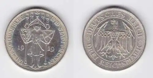 Silber Münze 3 Mark 1000 Jahre Stadt Meißen 1929 E ss+ (156315)