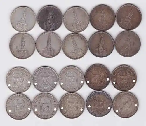 10 Silbermünzen 3. Reich 5 Mark Garnisonkirche (108055)
