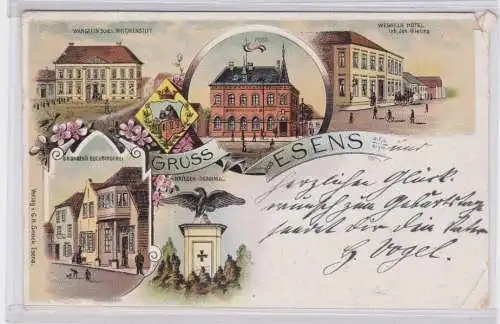 907802 Ak Lithographie Gruss aus Esens Wessels Hotel usw. 1899