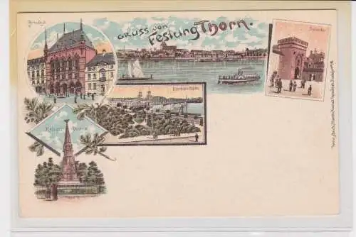 907801 Ak Lithographie Gruß von der Festung Thorn Torun um 1900