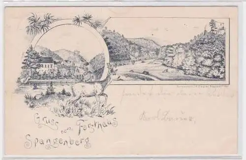 907700 Ak Lithographie Gruß vom Forsthaus Spangenberg 1897
