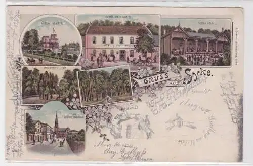 907695 Ak Lithographie Gruss aus Syke Hotel zum Schützenhaus 1898