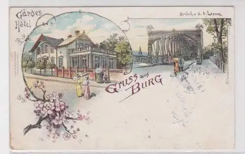 907694 Ak Lithographie Gruss aus Burg bei Bremen Gärdes Hotel 1898