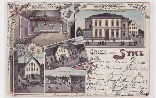 907693 Ak Lithographie Gruss aus Syke Wessels Hotel 1899