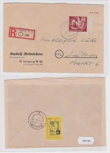 907190 DDR Brief Einschreiben Mi 260 EF Briefmarken-Ausstellung DEBRIA 1950