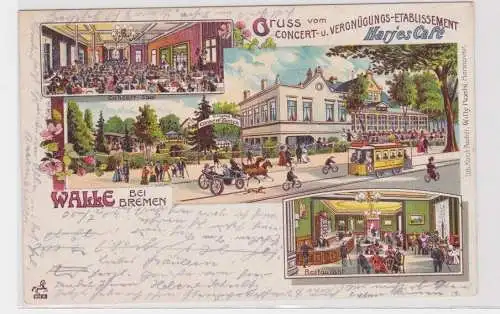 907692 Ak Lithographie Gruss vom Etablissement Hajes Café Walle bei Bremen 1902