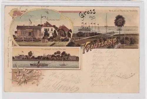 907690 Ak Lithographie Gruß aus Krautsand bei Drochtersen 1898