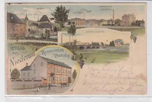 907688 Ak Lithographie Gruß aus Niederau Restauration Daniels 1899