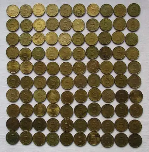 100 Kleinmünzen 3.Reich 10 Pfennig Messing (109927)