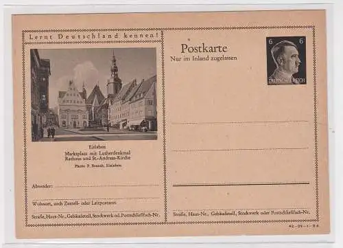 907811 Bildpostkarte P 307 Eisleben Marktplatz mit Lutherdenkmal um 1941