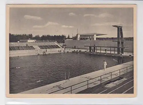 908307 Ak Nürnberg das Stadion Schwimmhof Blick gegen den Sprungturm 1938