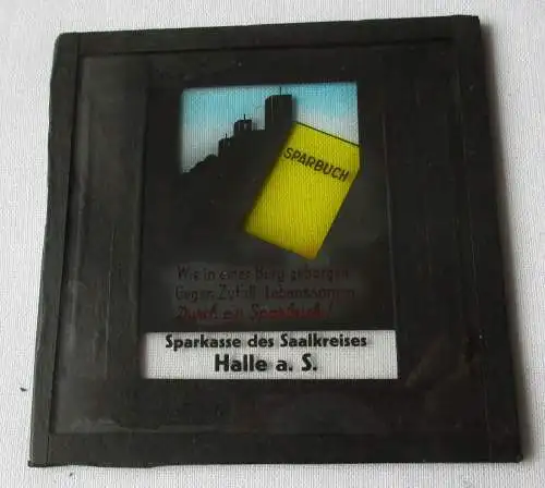 Werbung Fotoplatte Durch ein Sparbuch! Sparkasse des Saalkreises Halle (110110)