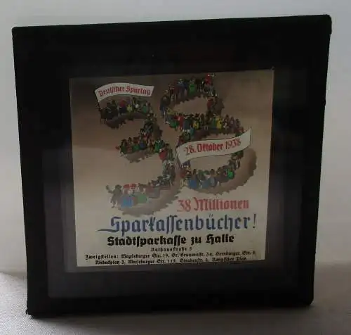 Werbung Fotoplatte Deutscher Spartag 28. Okt. 1938 Stadtsparkasse Halle (114098)