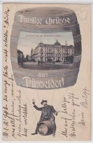 29229 Ak Durstige Grüße aus Düsseldorf Parkhotel mit der Elberfelderstraße 1905