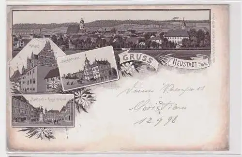 904860 AK Lithographie Gruß aus Neustadt an der Orla 1898