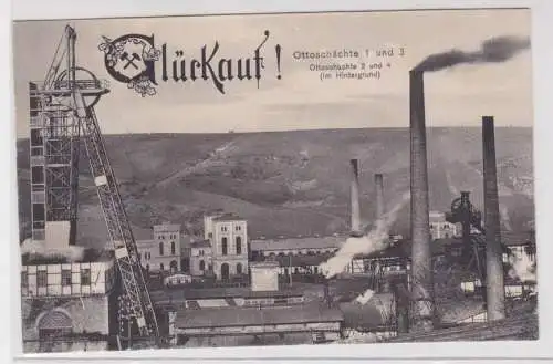 905996 Bergbau Ak Eisleben Ottoschächte 1 und 3  "Glück Auf!" um 1920