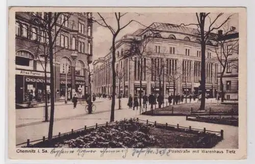 905304 Ak Chemnitz - Poststraße mit Warenhaus Tietz 1928