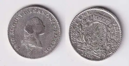 1/6 Taler Silber Münze Sachsen Friedrich August 1764 EDC (163121)