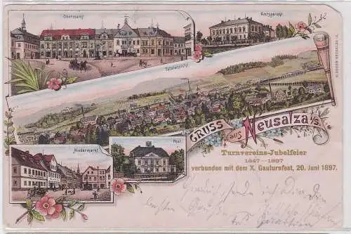 902862 Ak Lithographie Gruß aus Neusalza Turnvereins Jubelfeier 1897