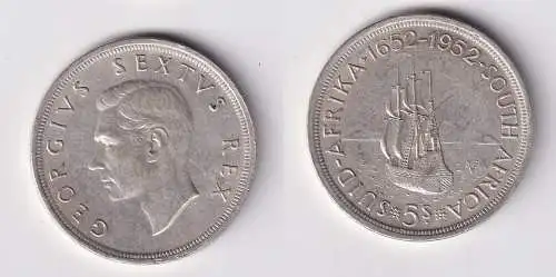 5 Schilling Silber Münze Südafrika Segelschiff 1952 (161549)