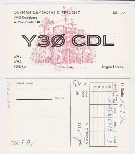 04266 QSL Karte Amateur Funker DDR Radeberg Felixturm 1983