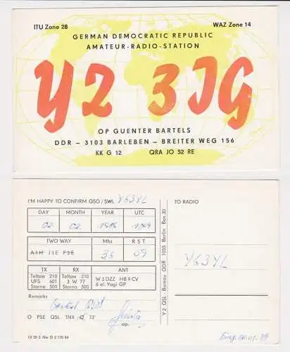 23149 QSL Karte Amateur Funker DDR Barleben 1986