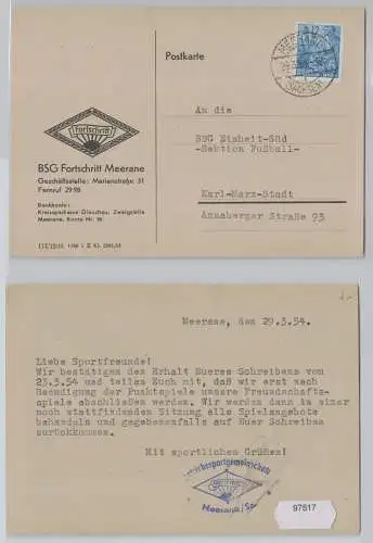 97517 Postkarte Betriebssport Gemeinschaft Fortschritt Meerane 1954