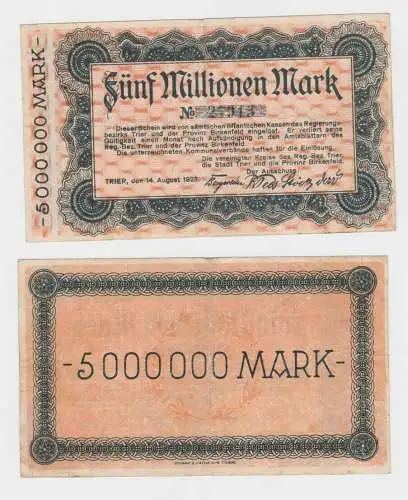 5 Millionen Mark Banknote Inflation Regierungsbezirk Trier 14.08.1923 (112433)
